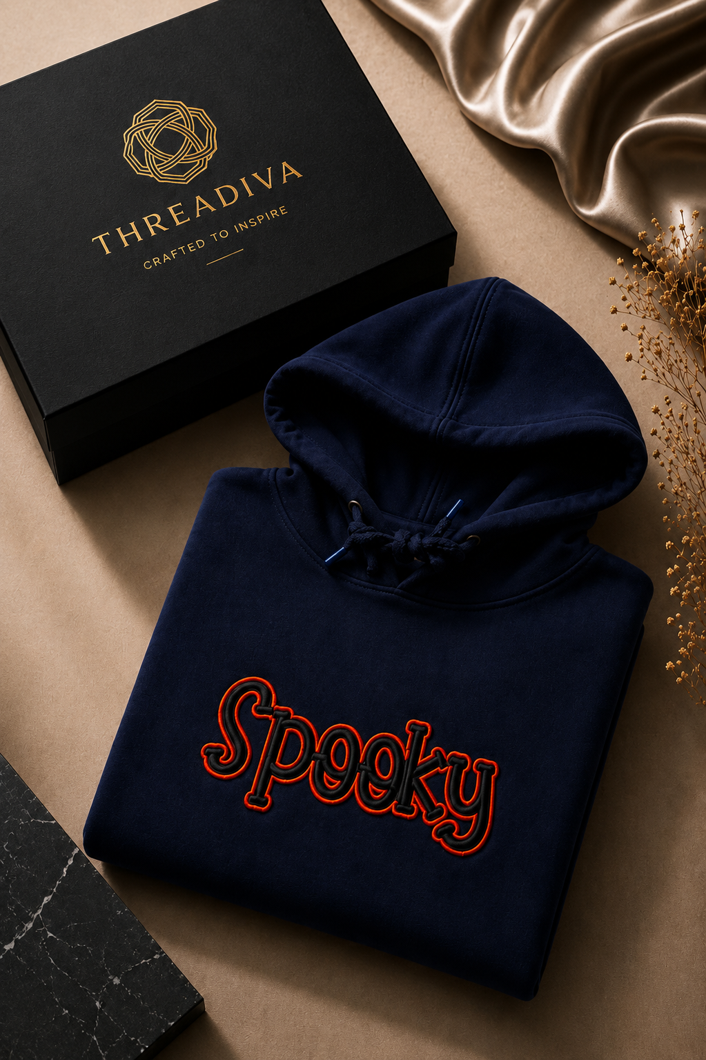 Threadiva Spooky Embroidery Hoodie