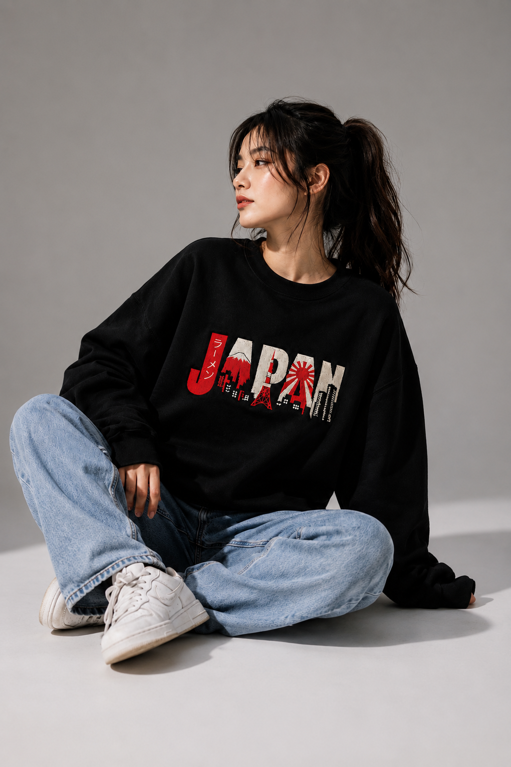 Threadiva Unisex Japan Embroidered Sweatshirt