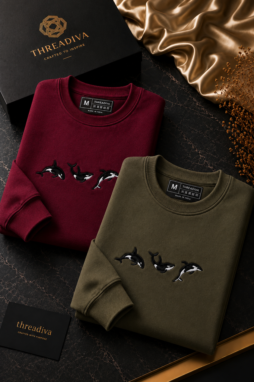 Threadiva Orca Embroidered Premium Sweatshirt