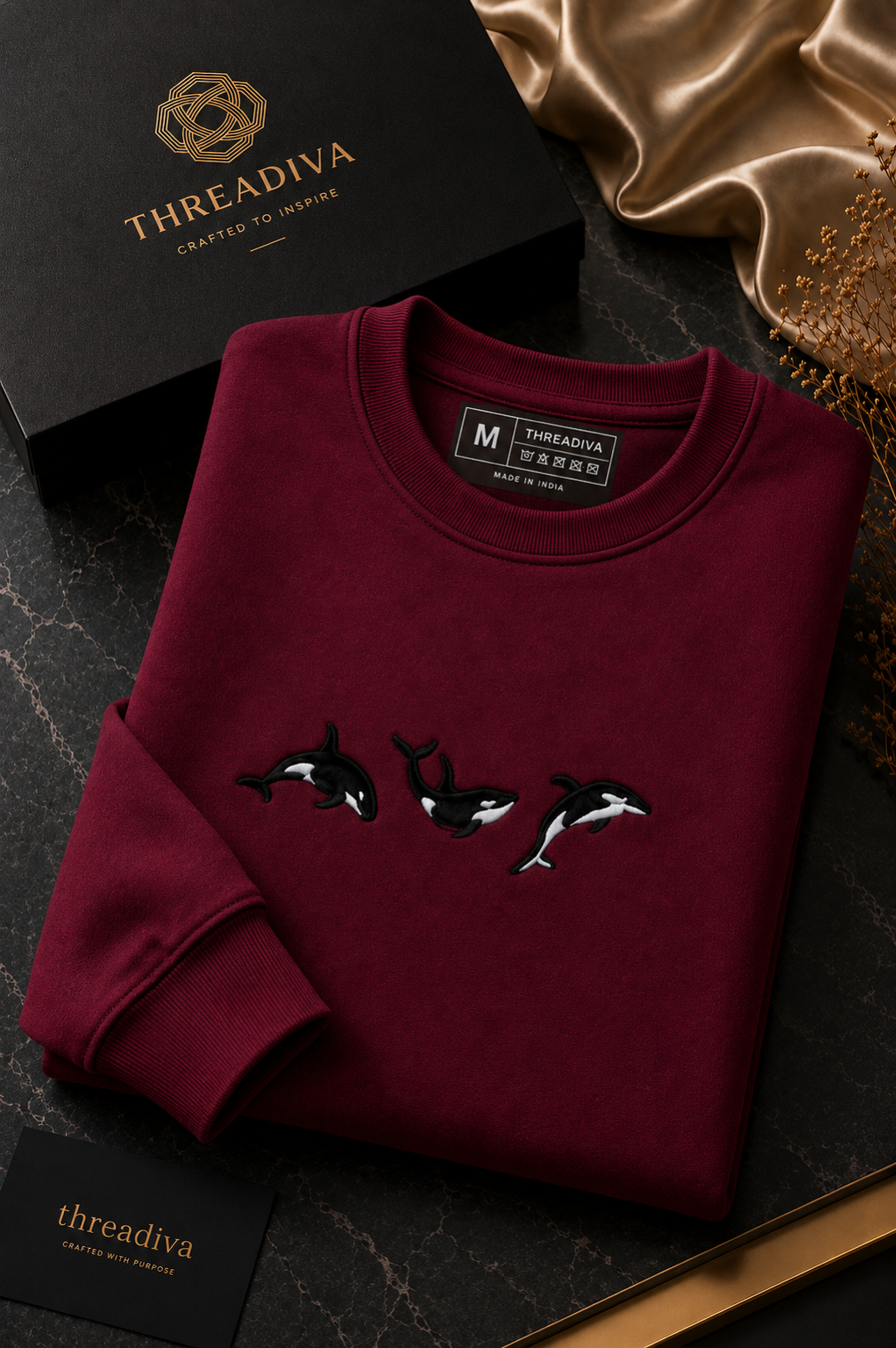 Threadiva Orca Embroidered Premium Sweatshirt