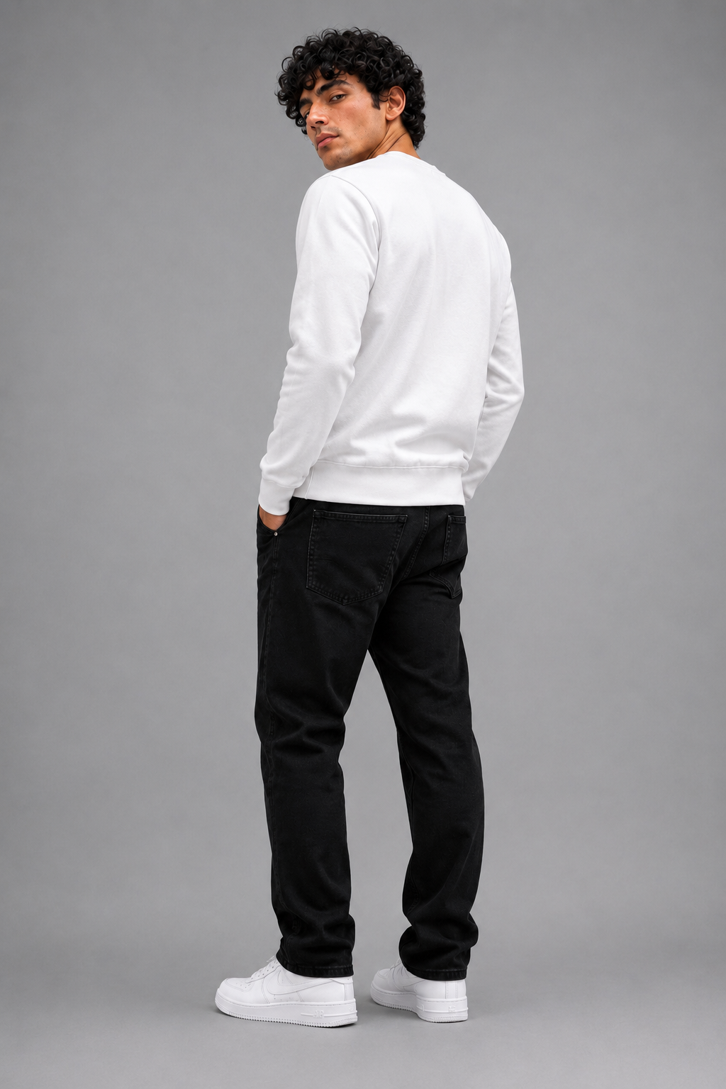 Threadiva Unisex Penguin Embroidered Premium Sweatshirt – White