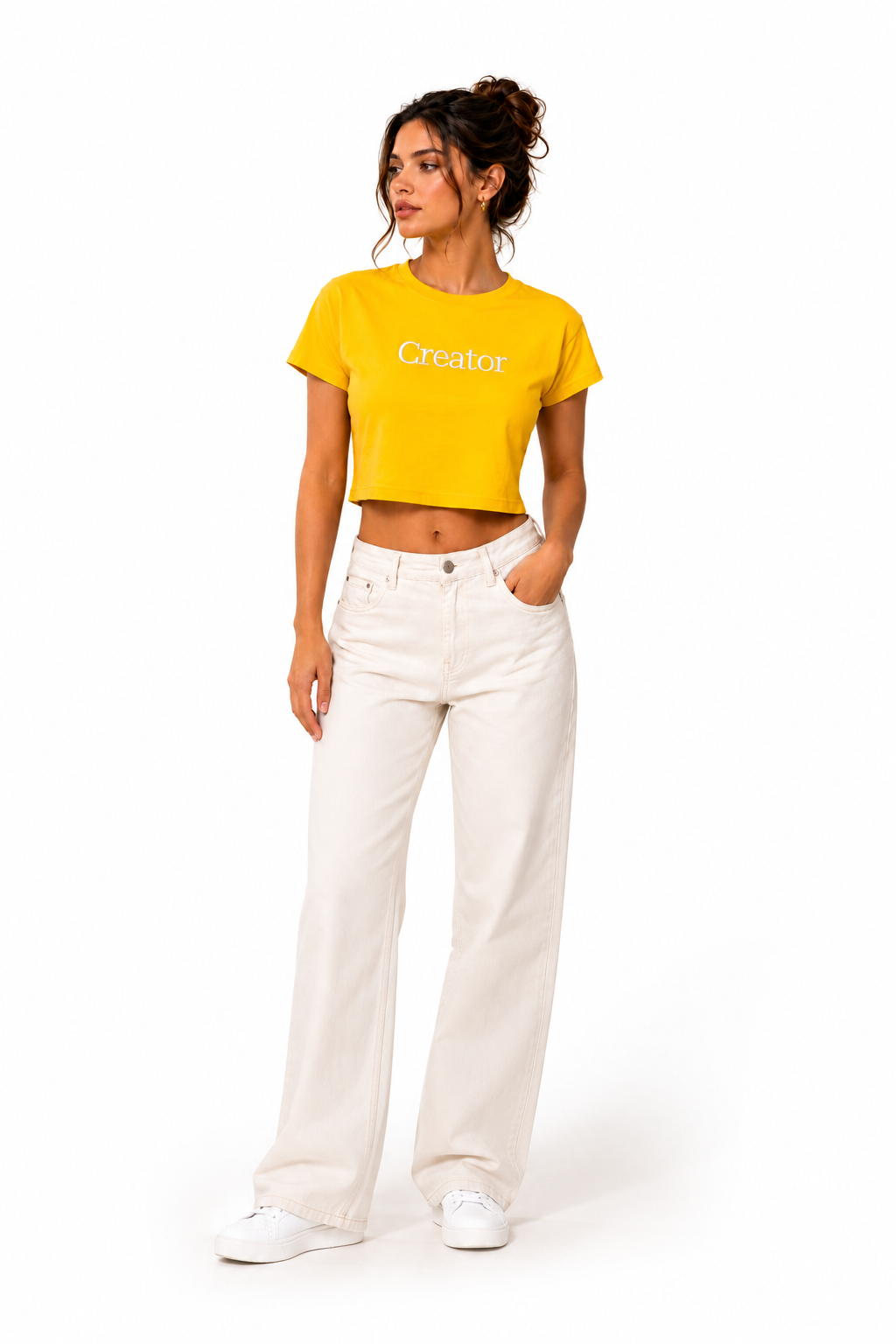 Threadiva Creator Embroidered Cropped Top