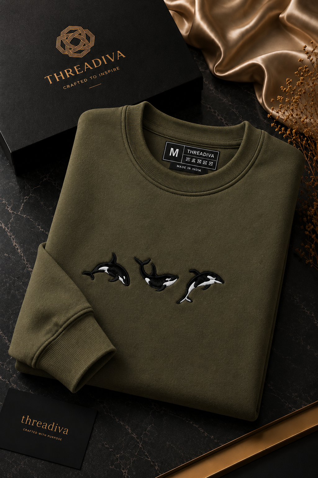 Threadiva Orca Embroidered Premium Sweatshirt