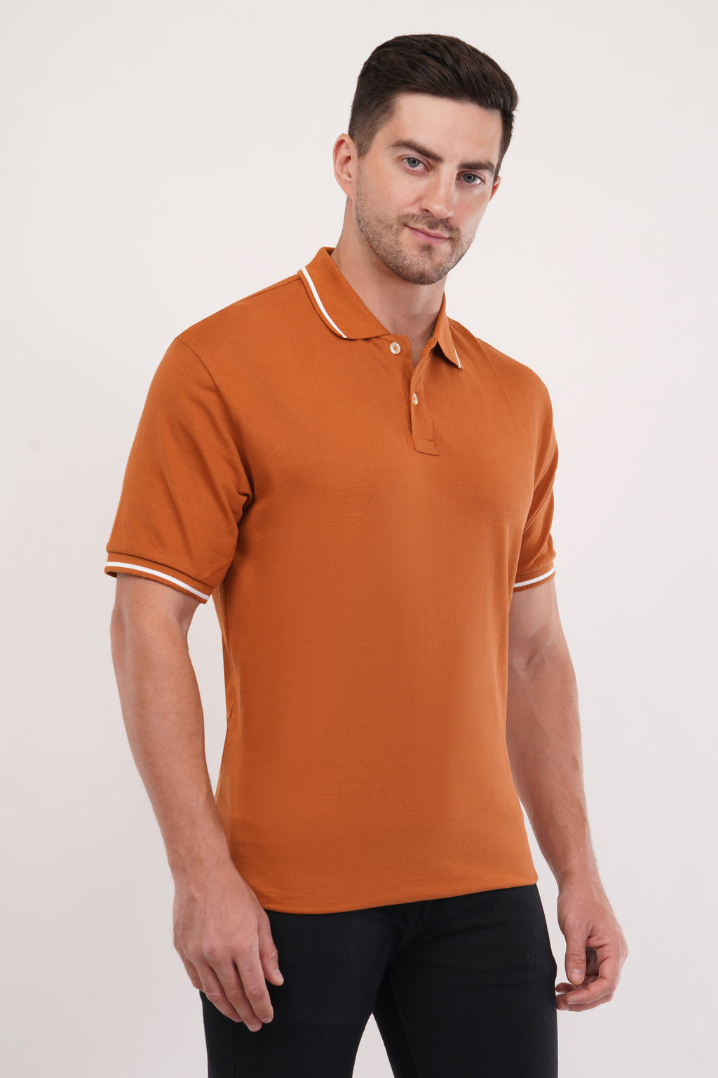 Threadiva Premium Tipped Polo T-Shirt – Umber