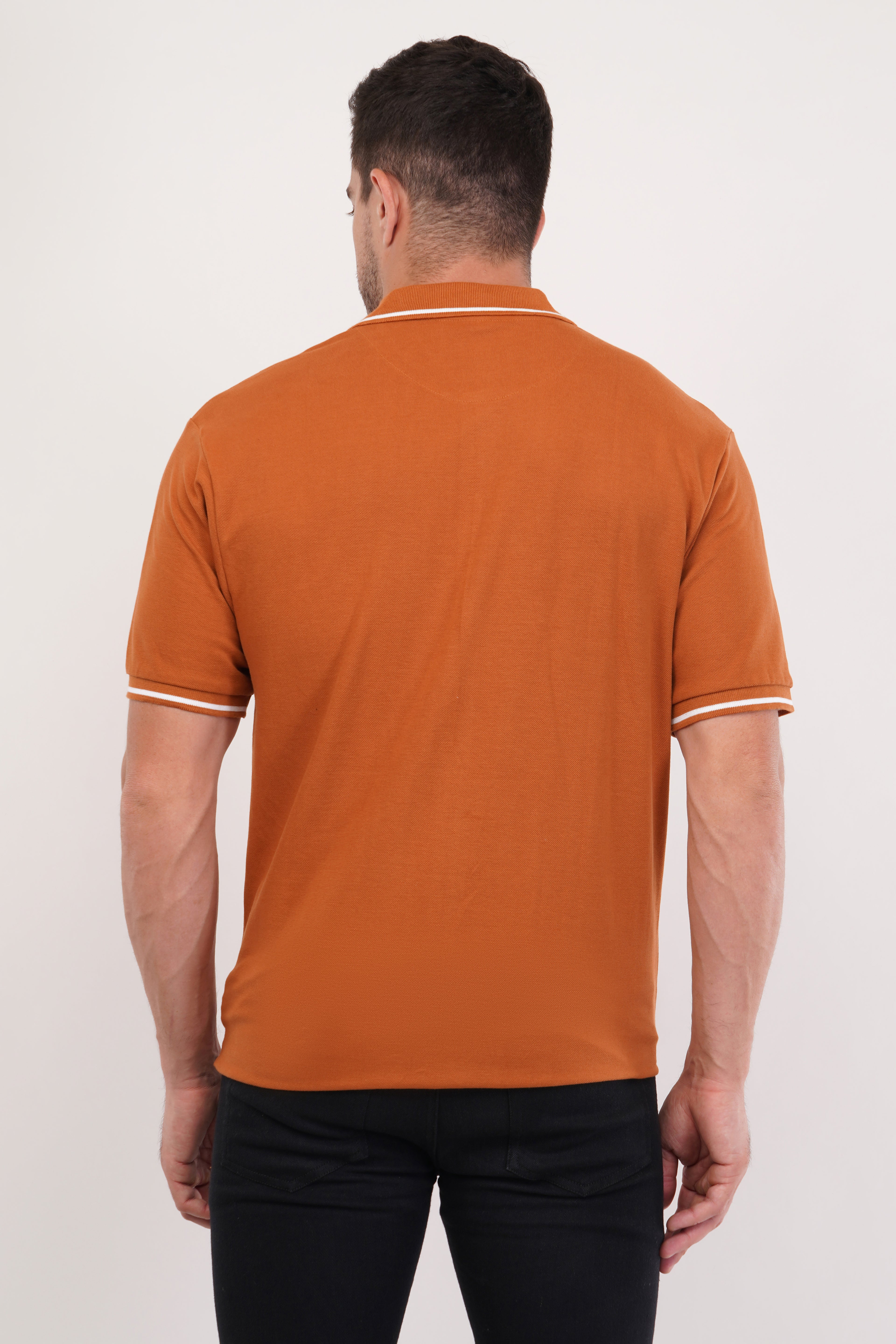 Threadiva Premium Tipped Polo T-Shirt – Umber
