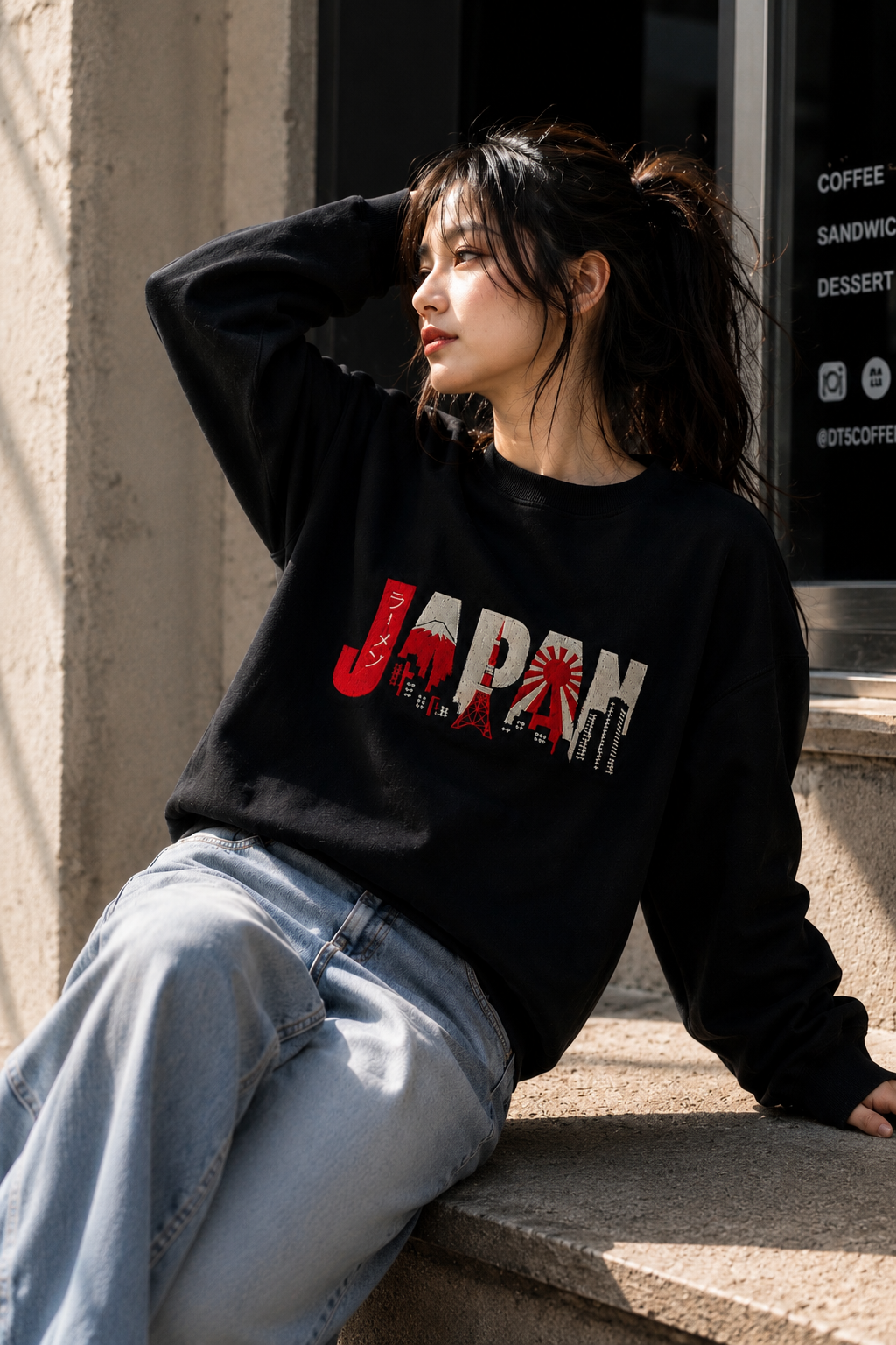 Threadiva Unisex Japan Embroidered Sweatshirt
