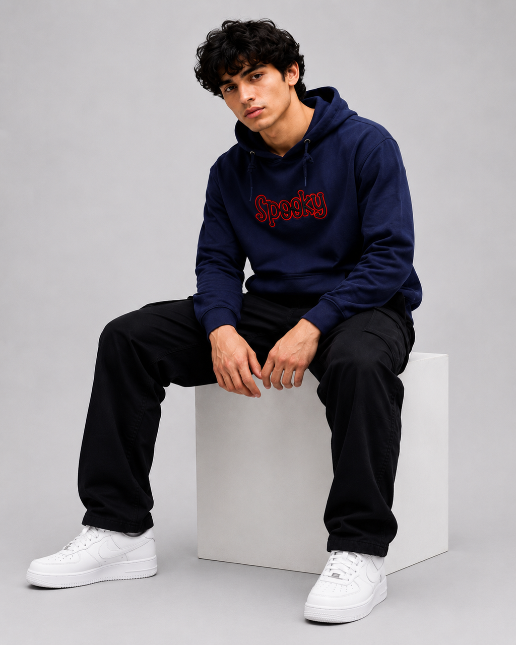 Threadiva Spooky Embroidery Hoodie