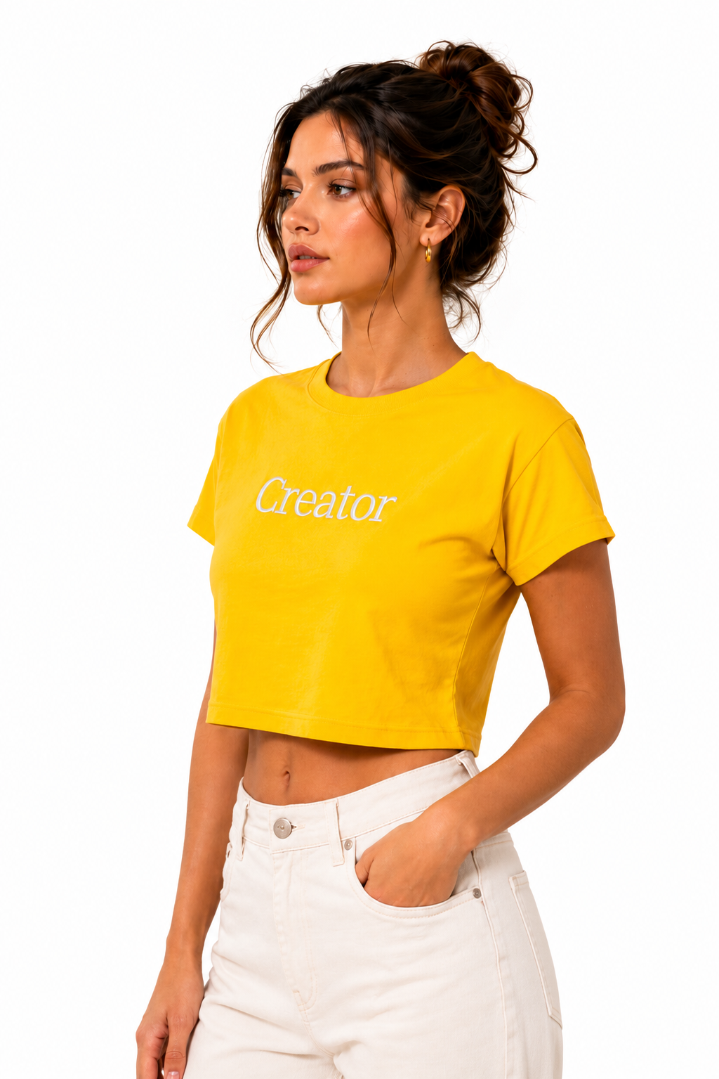 Threadiva Creator Embroidered Cropped Top